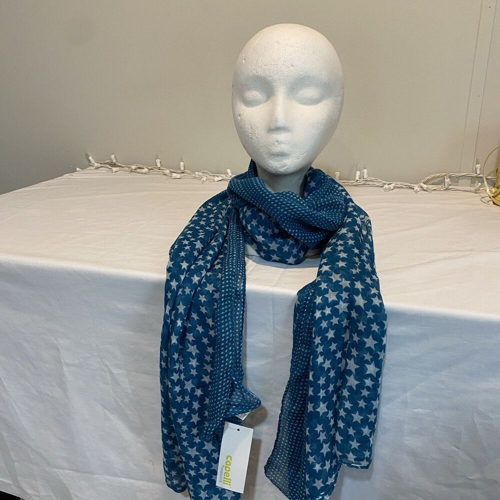 Capelli new york scarf teal/white stars 43X71 spacecore new unisex